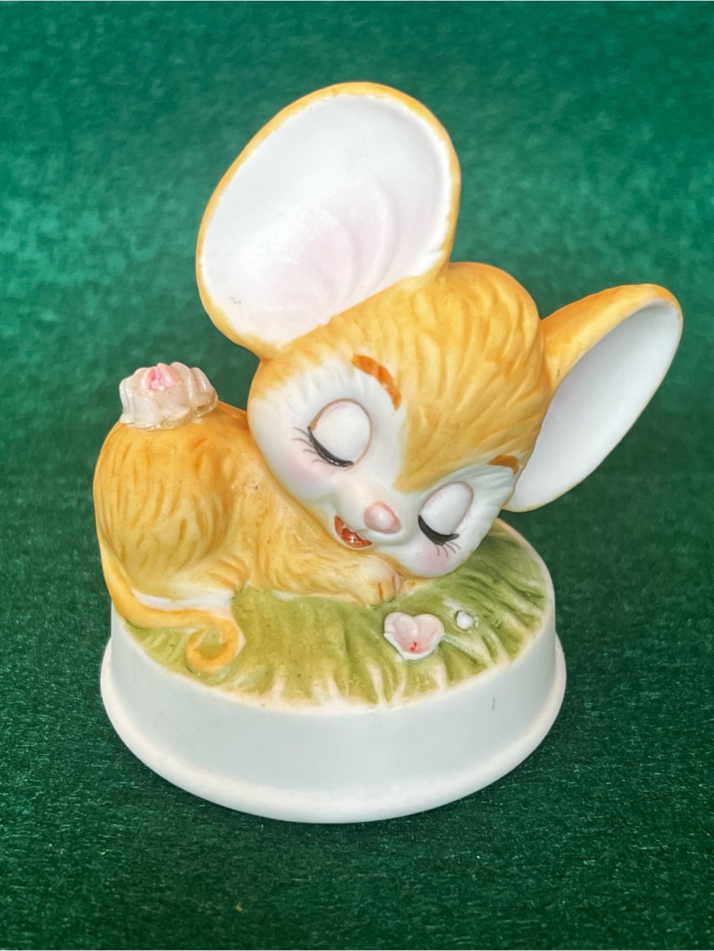 Ceramic Sleeping Mouse Figurine in Yellow - Pets Small Pets Decor